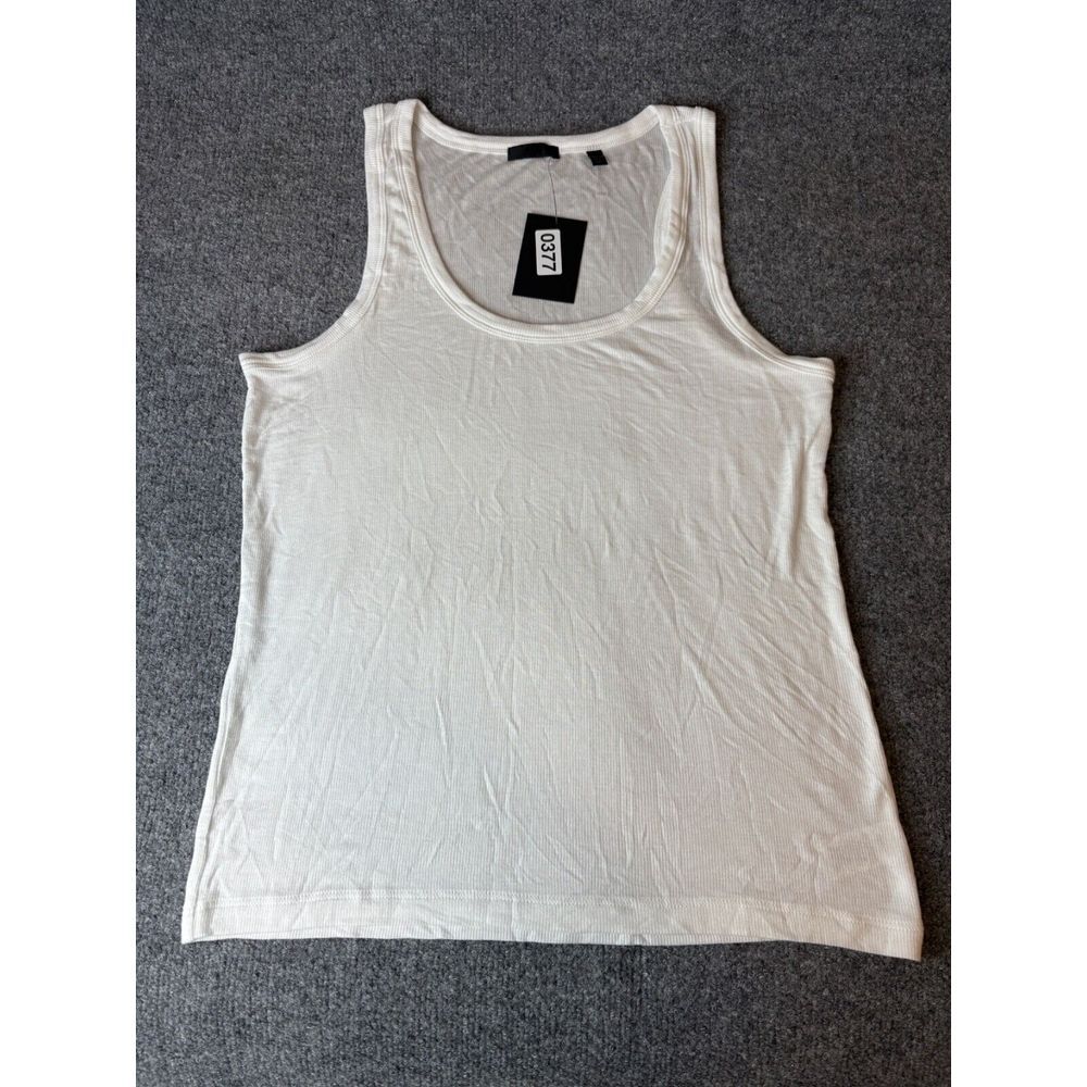 ATM Tank Top Women X Large White Melillo Ribbed Boy Basic Tank Top XL AW1176JAY - Picture 1 of 8